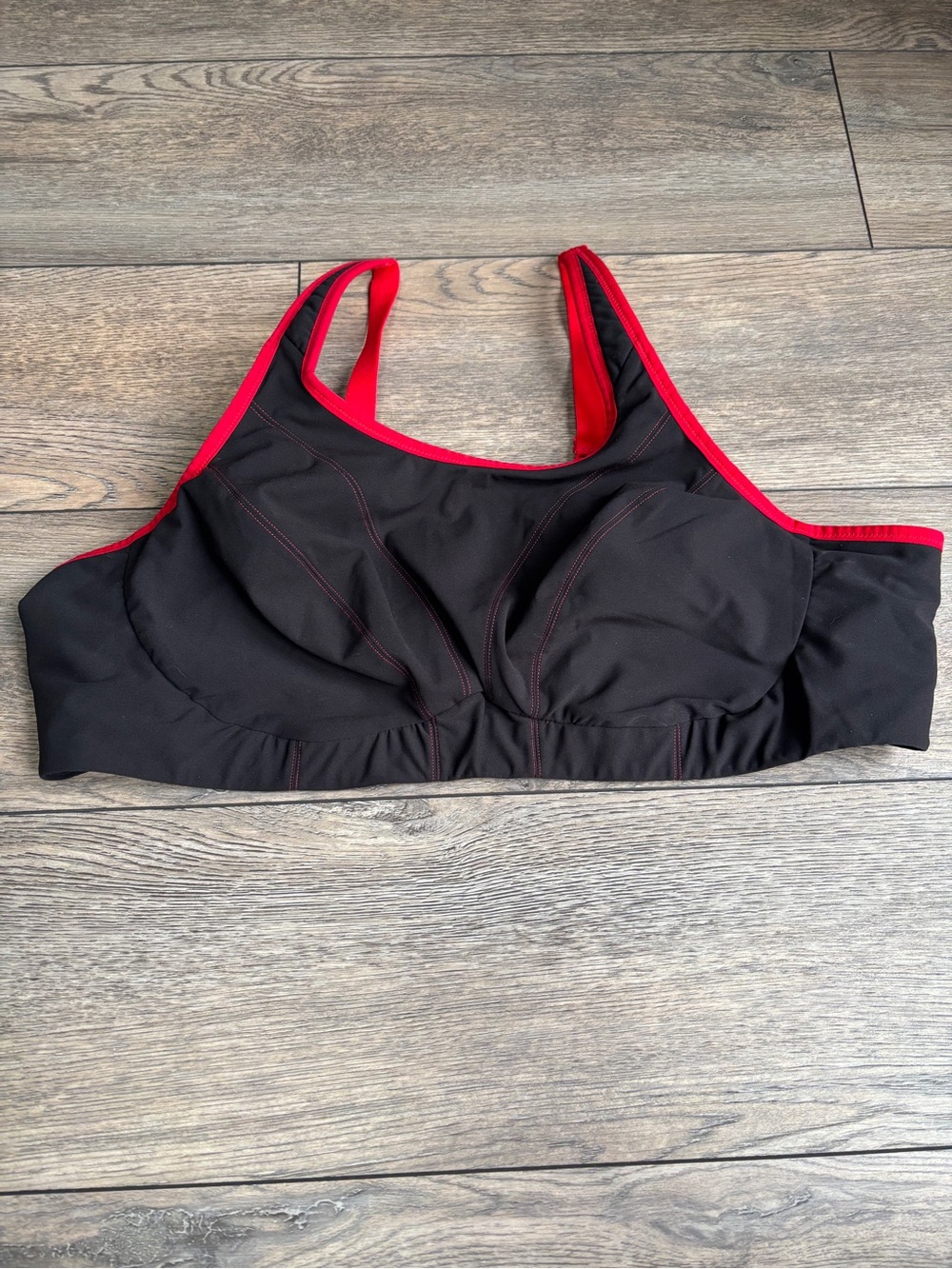 Goddess Sport Wireless Sports Bra Black Red Plus Size 48D GD6910